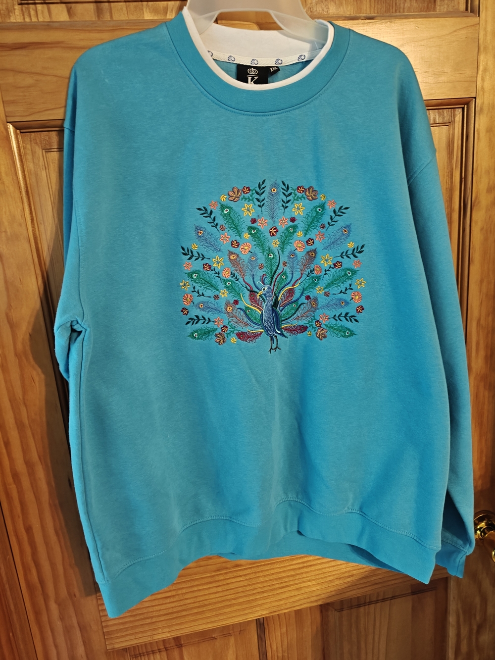 Universal Turquoise and White Crewneck Grandma Sweatshirt